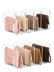 1pc/2pcs/3pcs/4pcs Optional Quantity Transparent Bag Storage Pouches, Compartment Storage Bags, Detachable Closet Shelves, Suitable For Bedroom, Bathroom, Office; Practical Bookshelf Dividers, Space-Saving Storage Rack (Only Suitable For Small Size Coin Purses And Clutch Bags) - Multicolor - View 5