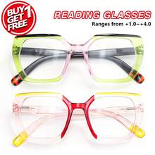 Conjunto de 2 óculos de leitura estilo retro com novo padrão, estampa de leopardo com contraste de cores vibrantes, lentes de alta definição, hastes com mola confortáveis, um conjunto de óculos de leitura confortável e moderno para uso diário para mulheres - Verde e rosa + amarelo claro - Ver 4