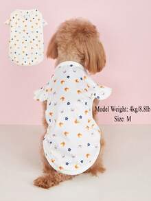 1pc Summer Thin Rabbit Pattern Sun Protection Batwing Sleeveless T-Shirt Vest For Small Dogs, French Bulldog, Teddy, Two-Legged Pet Clothing - White - View 1