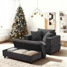 Chaise Longue With Footrest And Storage Space, Lounge Sofa With 3 Cushions For Living Room And Bedroom - 灰色 - 查看 4