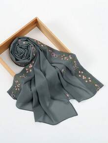 1件女款刺繡圍巾，花朵與蝴蝶結裝飾，輕量多色可選，適合日常通勤與休閒穿著 - 彩色 - 查看 17