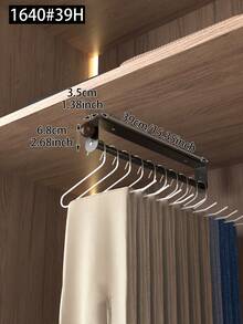 1pc Pull-Out Sliding Clothes Rack, Convenient & Fast, Multi-Functional Closet Storage, With Painted Metal Hooks, Heavy-Duty Adjustable Clothes Rod, Space-Saving Hanging Rod, Suitable For Bedroom Closet, Apartment, Dorm - White - View 13