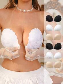 Invisible Adhesive Sticky Bra, Push-Up &Backless, Adjustable Strap-Free Deep V Bra, Lifting & Shaping, Breathable & Comfortable, Suitable For Wedding - Multicolor - View 1