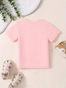 Camiseta Corta de Algodón Cómoda y Elástica con Estampado de Gato para Niñas, Cuello Redondo, Moda Primavera/Verano 2025 - Negro - Ver 2
