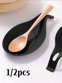 1/2pcs Spoon Mat, Easy To Clean TPE Kitchen Utensil Mat, Silicone Spoon Pad, Soft, Heat Resistant Spoon Mat, Anti-Stain Plate Mat, Restaurant Spoon Rack, Multi-Function Kitchen Tool, Tableware Kitchen Utensil, Restaurant Kitchen Accessory - Multicolor - View 2