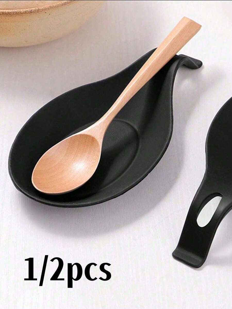 1/2pcs Spoon Mat, Easy To Clean TPE Kitchen Utensil Mat, Silicone Spoon Pad, Soft, Heat Resistant Spoon Mat, Anti-Stain Plate Mat, Restaurant Spoon Rack, Multi-Function Kitchen Tool, Tableware Kitchen Utensil, Restaurant Kitchen Accessory