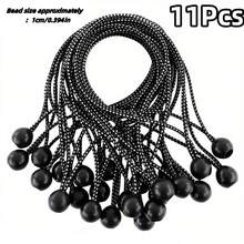 11/21/31Pcs Outdoor Tent Bungee Cord, Plastic Ball Tie, Trampoline Luggage Elastic Rope With Ball, Polka Dot Style, Black - Multicolor - View 14