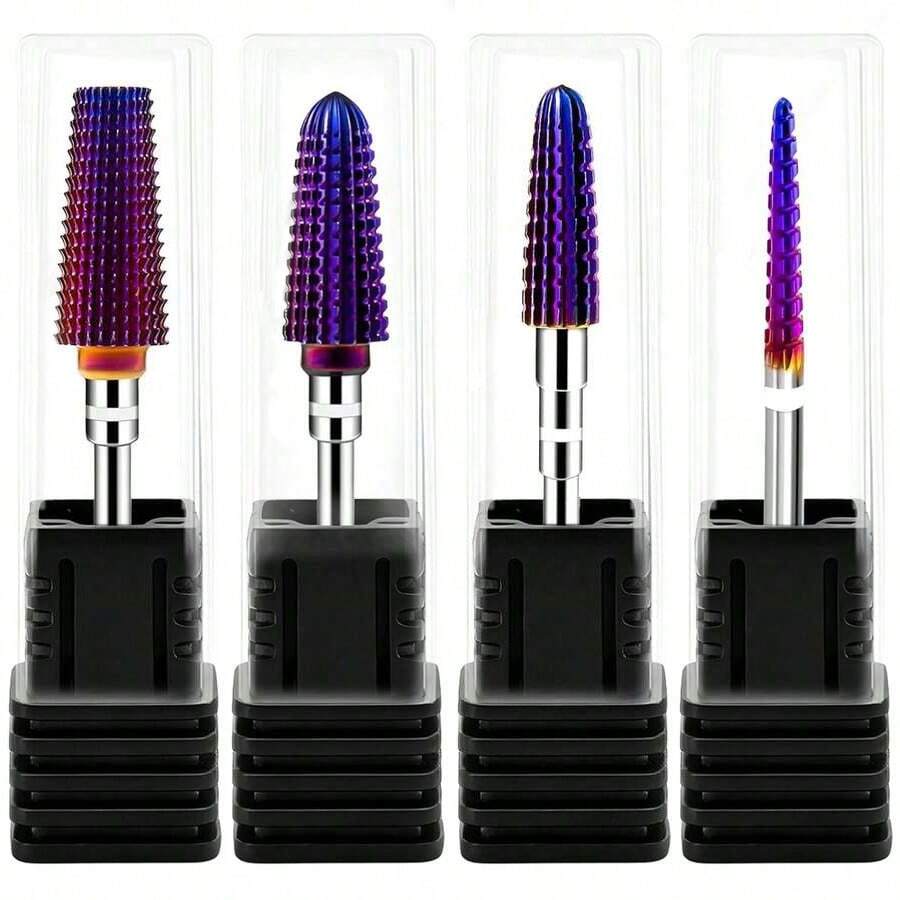 Purple 5 In 1 Nail Drill Bits Drills Milling Cutter For Manicure Remove Gel Acylics Nails Accessories Tool - Purple - View 1