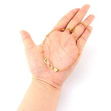 1pc New Fashion Infinity Symbol Heart Initial Gold Stainless Steel Bead Chain Anklet, Women's - Yellow Gold - View 3