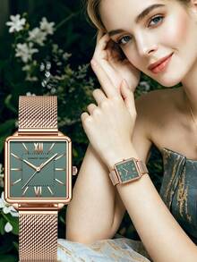 HANNAH MARTIN Elegant Women's Watch, Stainless Steel Mesh Strap, Waterproof Imported Movement, Luxury Quartz Watch, Perfect Gift For Girlfriend/Mother/Sister - one-size - View 6