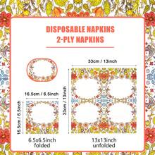 100/60/20 Pcs 13 * 13 Inch Vintage Wildflower Printed Disposable Napkins, Orange Red Style, Decorative Cocktail Napkins For Spring Parties, Birthdays, Weddings, Tea Parties, Bridal Parties, Brunch, And Holiday Table Decorations - View 4