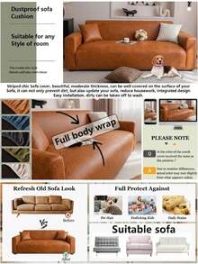 Stretch Sofa Cover, Solid Color Couch Slipcover, Machine Washable Furniture Protector With Non-Slip Strips, Elastic Sofa Cover For Living Room, Bedroom, Dining Room, Fits 1-4 Seater Sofas, All Season - Orange-red - View 5
