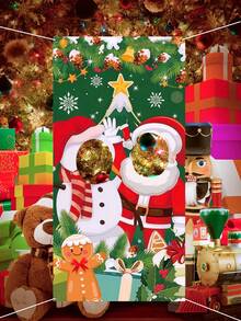 1 buah Banner Latar Belakang Stan Foto Natal, Perlengkapan Foto Natal Berongga, Desain Santa Claus & Manusia Salju, Kain Latar Belakang Perlengkapan Foto Natal, Dekorasi Selamat Natal, Dekorasi Natal - MultiWarna - View 9