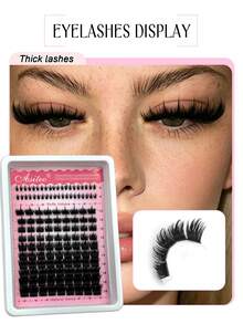 Asiteo 130Pcs D Curl 300D Pointed Tip Lash Clusters + Lower Lash, 6-18mm Length, Thick Single Lash For DIY Pointed Tip Lash Extension, Cartoon Lash Extension, Faux Mink Lash Extension, Dense Lashes, Dramatic Individual Lashes - D - View 6