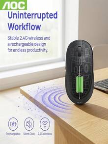 1個 AOC MS360 雙模 2.4G 無線藍牙可充電靜音滑鼠 Type-C 充電，適用辦公、電競、居家使用，相容筆記型電腦與桌上型電腦 - 查看 4