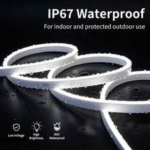LITSHOW 冷白色LED霓虹燈條，5V USB 柔性霓虹燈帶，附觸控調光開關，IP67防水可裁剪線性照明，適用於臥室、鏡子、櫥櫃下方、DIY裝飾 (1m-10m) - 白光 - 查看 6