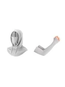 1pc Unisex Ice Silk Balaclava - UV Protection Full Face Mask - Breathable, Seamless + 1 Pair Sun Protection Arm Sleeves, Unisex Tight Arm Sleeves, Suitable For Spring And Summer Use - Face Mask + Sleeves - View 10