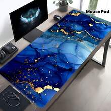 1 Extra-Large Blue Marble-Patterned Mouse Pad - Non-Slip Rubber Base, Durable & Washable Desk Mat; HD Print - Ideal For Gaming, Office Use, And Home Decor - Mouse Pad - View 1