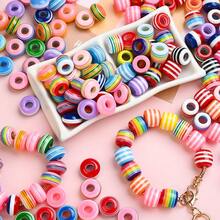 5/40er Packung gestreifte Harz-Rad- und Fassperlen, perfekt für DIY-Schmuckherstellung von Armbändern, Halsketten und Bastelarbeiten, ideal für Boho- und Sommerstile - Zufällige Farbe - Übersicht 6