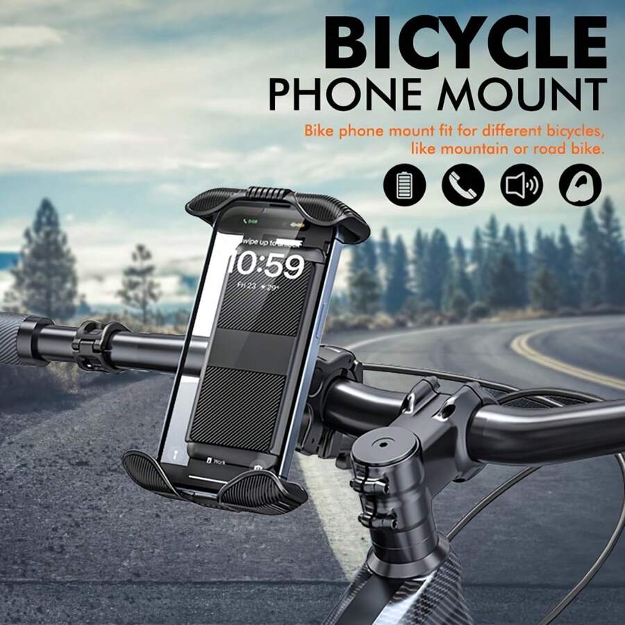 4-Claw Anti-Slip Bicycle Phone Holder, Shock-Absorbing Handlebar Mount, Suitable For Mountain, Road, Electric Bicycles, Cycling Navigation Accessory