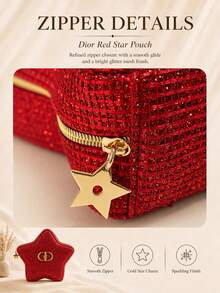 Dior 紅色星星包 14.5*12.5cm，五角星形，小物品適用的緊湊容量，輕量，適合個人使用或送禮 - 紅色 - 查看 7