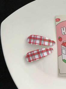 A Pack Of 6/12 Red Polka Dot Christmas Plaid Hair Clips, Perfect For Girls To Wear Daily, Take Photos, Attend Parties, And As Gifts. - Red - View 3