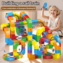 DIY Track Building Block Set With Train And Traffic Signs, STEM Toy Magic Track Cube Blocks Electric High-Speed Train Track Suitable For Toddlers And Children, 3-8 Years Old Boys And Girls, Children's Day Gift Back To School Season Birthday Party Gift 51pcs /81pcs /123pcs USB Rechargeable (Product Block Colors Shipped Randomly) - Color - View 5