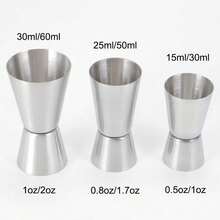 3 buah Gelas Ukur Stainless Steel 304, Gelas Ukur Koktail Dua Sisi Profesional, Gelas Ukur Minuman untuk Bartender, Cocok untuk Pesta, Pernikahan, Dapur, Bar - View 3