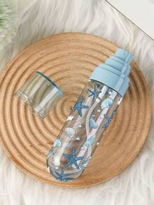 Botella rociadora con tema de conchas azules y estrellas de mar - Botella rociadora reutilizable y portátil/Esencial de viaje/Adecuada para aceites esenciales, perfumes y lociones para el cuidado de la piel/Adecuada para salones de belleza, cocinas, baños y jardines/Adecuada para viajes y uso comercial (recorte de patrón aleatorio) - Multicolor - Ver 7