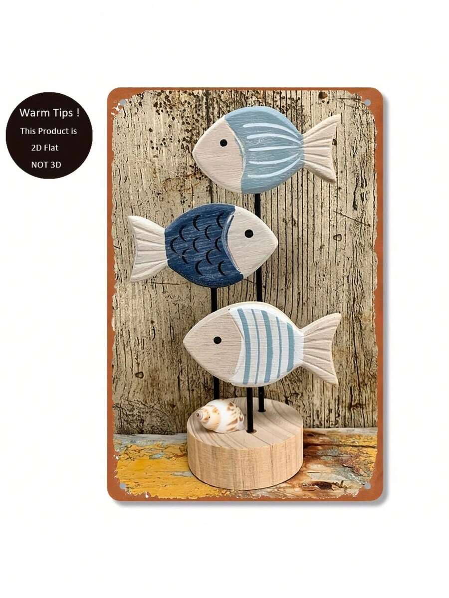 2D Flat 2D Flat, Vintage Wooden Wall Art - Ocean Blue Fish School On 3D, 2D Wooden Painting, For Home, Bar, Cafe Decor - St. Patrick's Day, Christmas, Easter, Valentine's Day, Thanksgiving Decor, Wooden Wall Art Decor|Decorative Fish Design|Durable Wall Art, Fish Decor, 2D Flat, Bedroom Decor, Yard Decor, Exquisite Gift For Family, Friends, Neighbors, Suitable For All Holidays, Decorative Sign & Plaque - 1PC - View 1