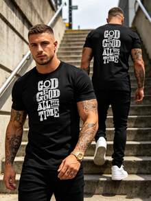 Camiseta unisex de hombre de talla grande, cómoda y transpirable, top de verano - Negro - Ver 6