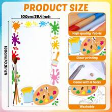 1pc Art Painting Party Photo Booth Banner, Rainbow Paint Theme, Back To School Graffiti Banner, Back To School Campus Party Decoration, Party Check-In Prop, Back To School Event Photo Backdrop, Birthday Party - A - View 3
