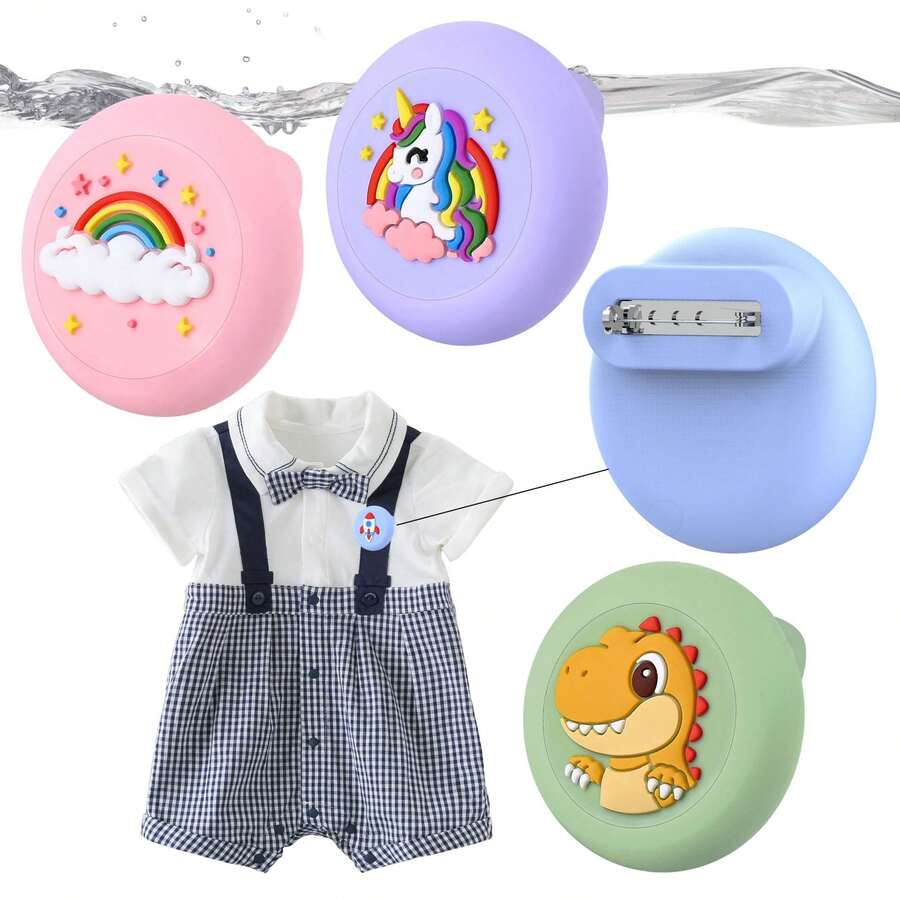 Cartoon Brooch AirTag Protective Case Compatible With Apple AirTag 2nd Gen, 3D Pattern Clothing Pin Silicone Soft Shell Anti-Lost Tracker Cover - Multicolor - View 1