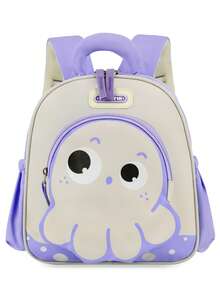 New Fashion Cartoon Octopus Backpack Simple Student Backpack Shoulder Bag Multi-Compartment Storage Bag Lightweight Burden-Reducing Large - Purple - View 2