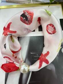 1pc Fashion New Bandana Solid Color Pearl Magnetic Clasp Neck Scarf, Holiday - Multicolor - View 15