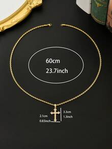 1 pieza Collar de cruz con circonita estilo palacio vintage chapado en oro de 18k para hombre, joyería exquisita asimétrica personalizada, adecuado para atuendos de lujo vintage, regalo conmemorativo para la familia - Dorado - Ver 7