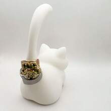貓尾戒指架，極簡坐姿貓，優雅可愛，適合戒指收納，桌面裝飾擺件，婚禮訂婚戒指架，可愛學術風房間裝飾，送給女性的可愛禮物，適合浪漫之夜 - 彩色 - 查看 2