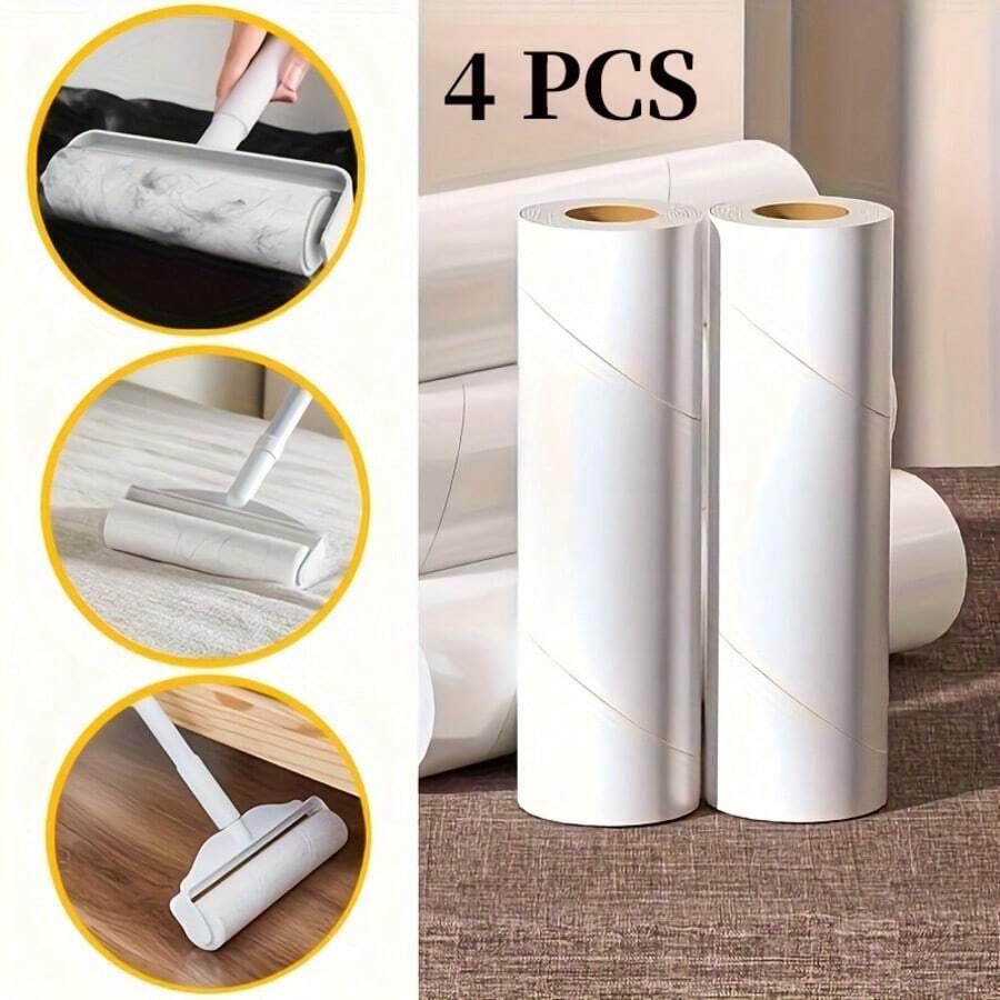 Alat Penghapus Bulu Hewan Peliharaan Manual Universal dengan Kertas Rol yang Dapat Diganti, Tidak Membutuhkan Listrik, Cocok untuk Membersihkan Furnitur dan Pakaian - 4 rol/260 lembar - View 1