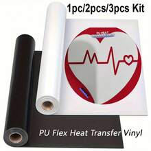 1pc/2pcs/3pcs Heat Transfer Vinyl Rolls, 12" X 19.7", Easy Cut & Iron-On Vinyl For T-Shirts And Crafts - Multicolor - View 13