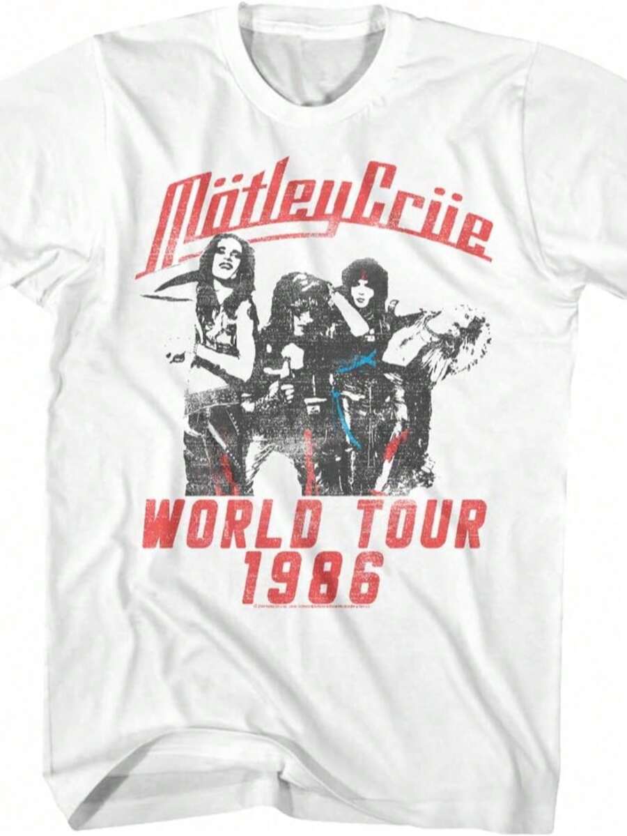 Rock Band T-Shirts - 1983 Pyromania Tour In The USA, Crew Neck, Short Sleeve - White 12 - View 1