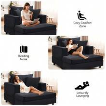 Chaise Longue With Footrest And Storage Space, Lounge Sofa With 3 Cushions For Living Room And Bedroom - 黑色 - 查看 10