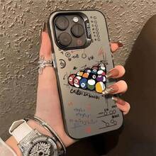 Funda para 16 Pro, 16 Plus, 16 Pro, 16, 15 Pro, 15 Plus, 15 Pro, 15, 14 Pro, 14 Plus, 14 Pro, 14, 13 Pro, 13 Pro, 13, 12 Pro, 12 Pro, 12, 11 Pro, 11 Pro, 11, XR, XS, XS, X, y 8 Plus con Temática de Billar y Protección Antigolpes para Usuarios de - Colores mezclados - Ver 1