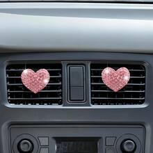 Shiny Crystal Heart-Shaped Car Air Vent Aromatherapy Clip, Car Air Vent Decorative Clip, Car Decoration Accessory - A - View 26