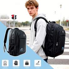 1 Pieza Mochila Hombre Impermeable Gran Capacidad Correas Acolchadas Transpirable Multibolsillos Para Escuela Viaje Y Negocios - 2218 - Ver 9