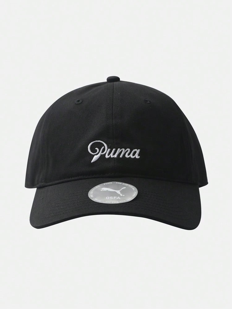 Puma Unisex-ESS SCRIPT LOGO Dad Cap-Black Curved Brim Hat 02745701 - Black - View 1
