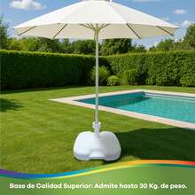 Ecommerc3 Base Sombrilla Terraza Exterior , Cuadrada Blanca, Rellenable con Agua o Arena, Soporte Sombrilla Ø18-50 mm, Jardín, Piscina, Playa, Tamaños (45x26x13 cm y 38x26x15 cm) - Blanco - Ver 6