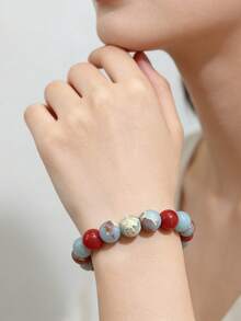 Pulsera de Piedra Emperador Bohe, Ágata Roja, Protección Durante Tiempos de Estrés y Ansiedad, Joyería de Verano para Yoga y Meditación - Multicolor - Ver 3