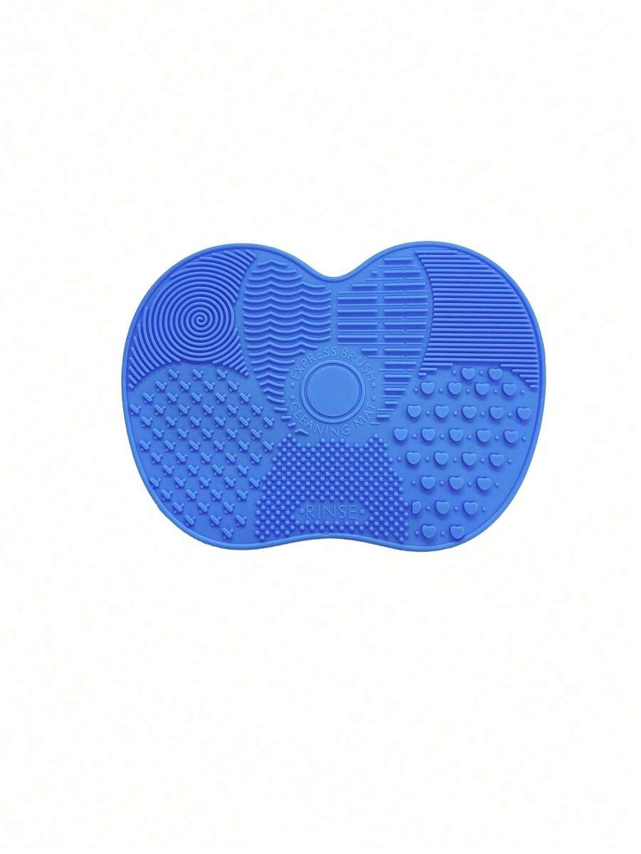 Silicone Makeup Brush Cleaning Mat With Suction Cup, Portable Makeup Brush Cleaning Tool, Apple-Shaped Silicone Makeup Brush Cleaning Pad - 藍色 - 1 件 - 查看 1