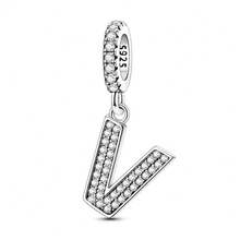1 pièce Pendentif initial A-Z en argent sterling S925 de style minimaliste romantique, hypoallergénique, convient pour bracelet original, fabrication de bijoux DIY pour femmes, cadeau d'anniversaire - Blanc - Voir 22