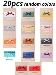 20pcs Colorful Envelopes, Creative Premium European Style Envelopes With Bow, Thickened Pearl Paper, Long Envelopes - Regular Model - View 24
